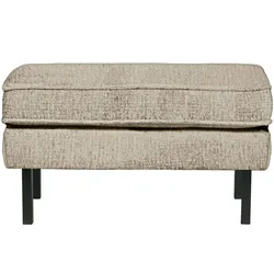 Hocker Rodeo aus Struktursamt, modern und gepolstert, Farbe Wheatfield, creme, Metallgestell