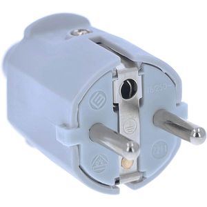 as-Schwabe Schutzkontaktstecker 62220, grau, aus Kunststoff, 16 A / 230 V, IP20 für innen
