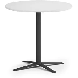 Couchtisch AURA, Durchmesser 60 cm, schwarzes Fußgestell, weiß