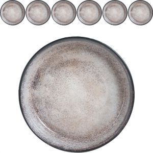 Moritz&Moritz Teller Vida, Suppenteller, Porzellan, rund, Ø 19 cm, beige, 6 Stück