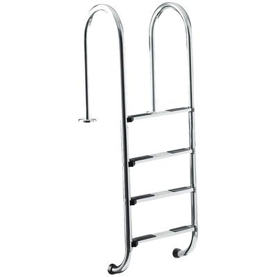 Poolleiter KWAD "Edelstahlleiter 4stufig breit 150cm", silber (silberfarben), B:50cm H:184cm, Edelstahl, Leitern, 150 cm Höhe