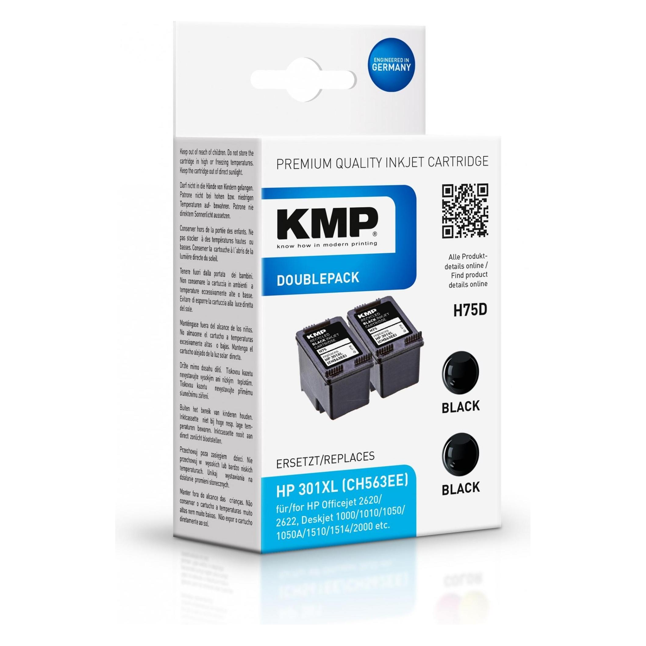 KMP Tinte npatronen Doppelpack H75D 2 x Schwarz (BK) (1719,4021)