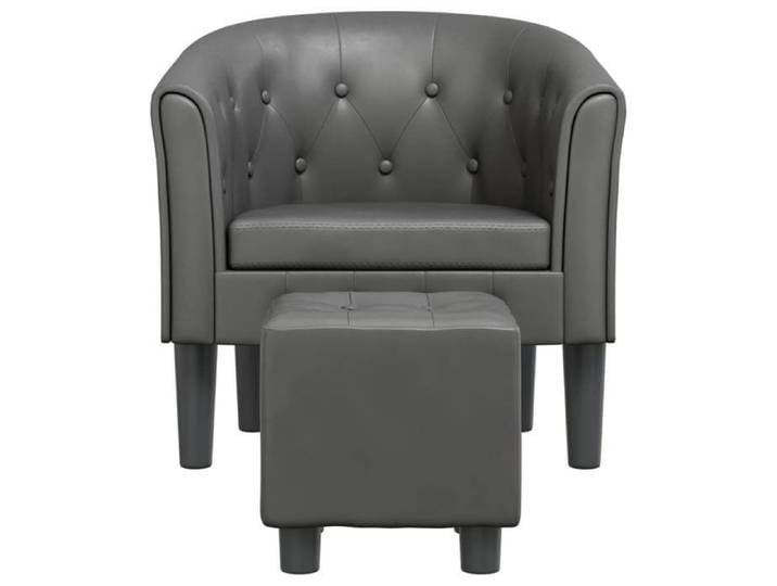 Fauteuil Salon Fauteuil cabriolet Relax avec repose-pied gris similicuir S1388
