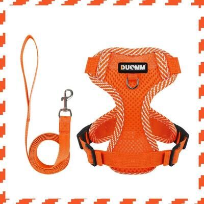Uplifted Finds Reflective Air Mesh Comfort Vest & Leash Set orange l