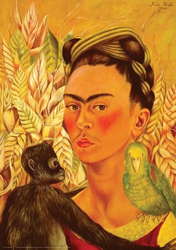 EuroGraphics Puzzel 1000 stukjes Zelfportret met aap en papegaai Frida Kahlo