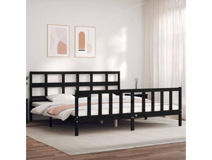 YUOTYRKTEJRSG Massives Kiefernholz Modernes Design 150x200cm Braun Bettrahmen Wachsbraun 150x200 cm Massives Kiefernholz Bettgestell mit Kopfteil Lattenrost Stabil Modern