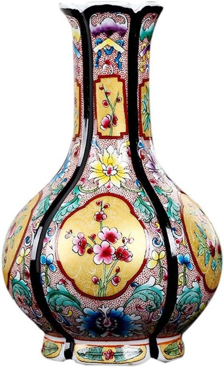 Handgemaakte Gele Keramische Decoratievaas - 15 x 22 cm