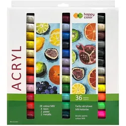 GDD, Künstlerfarbe + Bastelfarbe, Acrylfarbe 12 ml 36 Farben HAPPY COLOR (12 ml)