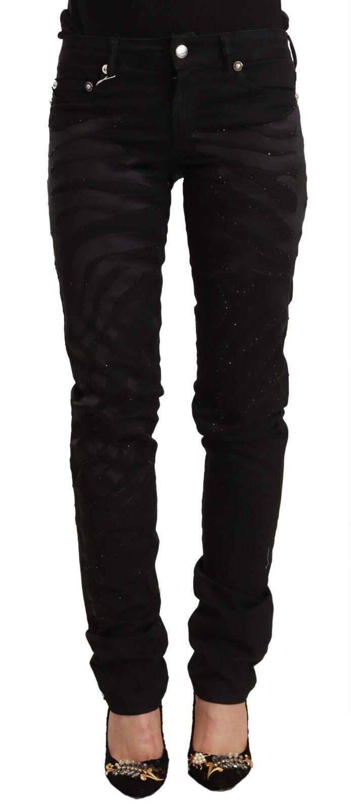 Just Cavalli Damen Schwarze Mittelhohe Verzierte Skinny Jeans