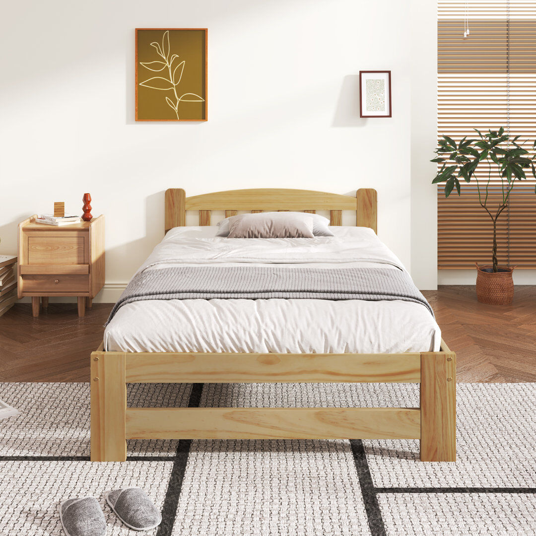 ClassicLiving European Single (90 x 200 cm) Solid Wood Bed Brown 55cm H X 96cm W X 205cm L