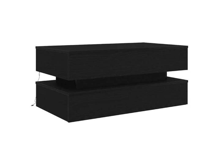 （Noir）1X Table basse table de salon table d'appoint avec lumières LED chêne noir 90x50x40cm sfj35620177