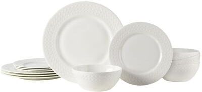 Mikasa Vegan Bone Patterson 12-Piece Dinnerware Set, Service for 4