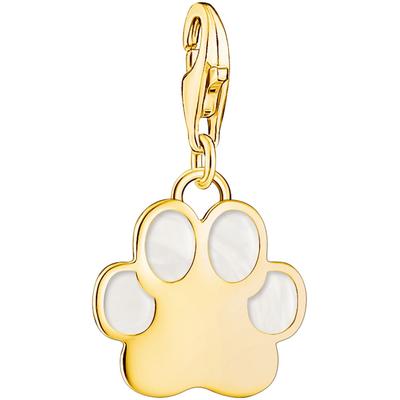 Charm-Einhänger THOMAS SABO "Hundepfote mit weißer Kaltemaille", gold (gelbgoldfarben), Charms, Damen, Silber 925 (recycelt)