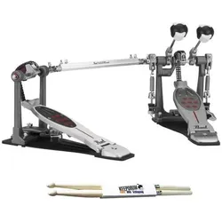 Pearl P2052C Eliminator Doppel-Fussmaschine mit Drumsticks 1 Paar, Schlagzeug Zubehör, Silber