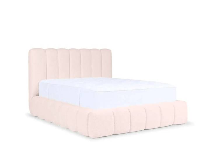 Lit coffre tissu chenille 160x200cmcm rose