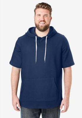 Men's Big & Tall Liberty Blues Short-Sleeve Hoodie by Liberty Blues in Navy (Size 6XL)