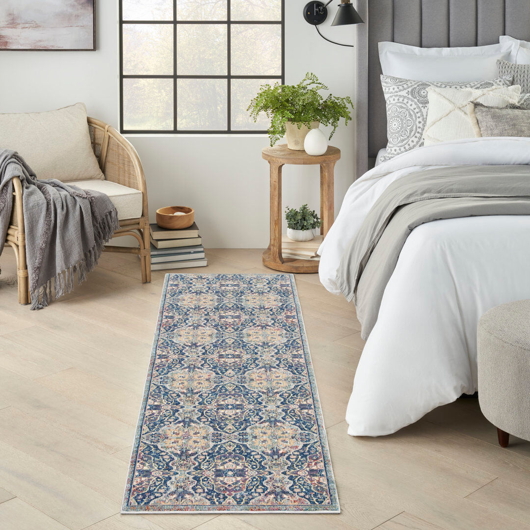 Nourison Abstract Area Rug Blue Runner 2' x 6'