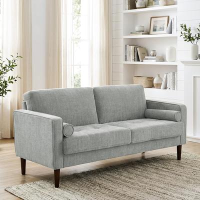 Uixe "62"" W Modern Upholstered Chenille Tufted Loveseat with Armrest Pillows"