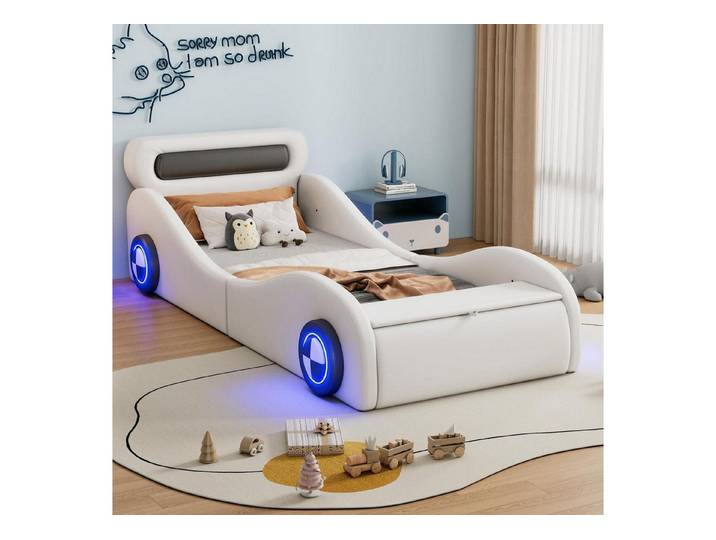 LuxusKollektion Autobett Kinder Auto Bett 90x200 Weiß
