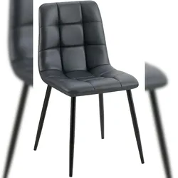 DELUKE Esszimmerstuhl FANOR - Kunstleder Schwarz 45x55x84 cm | Essstühle Esszimmerstühle Küchenstühle Wohnzimmerstühle