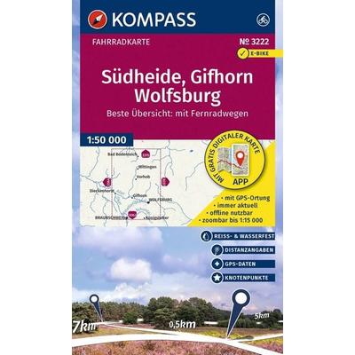 KOMPASS Fahrradkarte 3222 Südheide, Gifhorn, Wolfsburg mit Knotenpunkten 1:50.000, Sonstige von , KOMPASS Freytag & Berndt, 978-3-99154-578-1