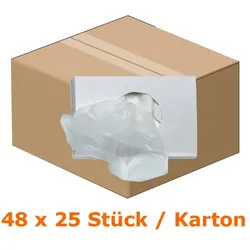 Hygienebeutel 48 x 25 Stück Karton Polyethylen Polybeutel Nachfüllpackung weiß