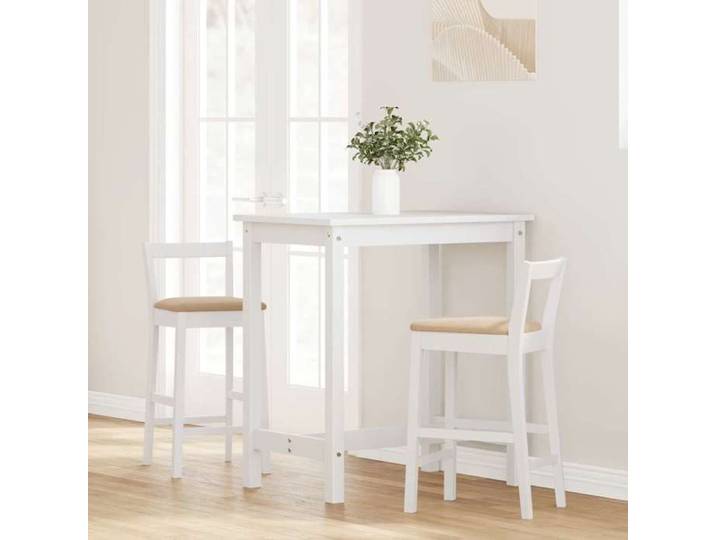 Winter Sale Tabourets de bar avec coussins (lot de 2) Sièges de Bistro en bois massif blanc et caoutchouc(35 5 x 42 5 x 79 5 cm) 6