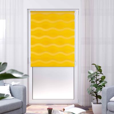 Doppelrollo K-HOME "Welle", gelb, B:75cm H:200cm, Polyester, Rollos, im Festmaß