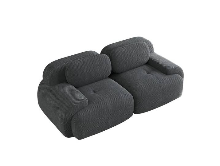 Meubles Cosy Sofa Modulares 2-Sitzer, mit Armlehnen, Cord, Grau, 103x70x208 cm, Wohnzimmer, Sofas & Couches, Sofas