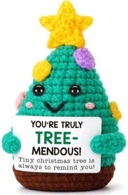 Discount Dollar Deals Funny Crochet Emotional Support Coffee Doll With Card, Handmade Knitted Coffee Dolls, Desktop Ornament, Christmas Gifts tree