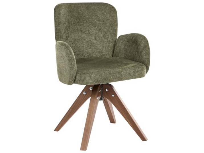 Beliani Esszimmerstuhl 2er Set Stoff grün mit Holzbeinen braun drehbar Jean