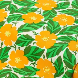 Viskose-Blusenstoff/Javanaise "Sommerblüte", weiß/orange/grün