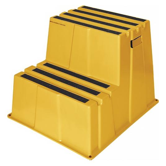 Twinco Schwerlasttritt Stufen einschl. Plattform 2 Plattformhöhe 500 mm Kunststoff gelb (Klapptritt, 65 cm) (6700-3)