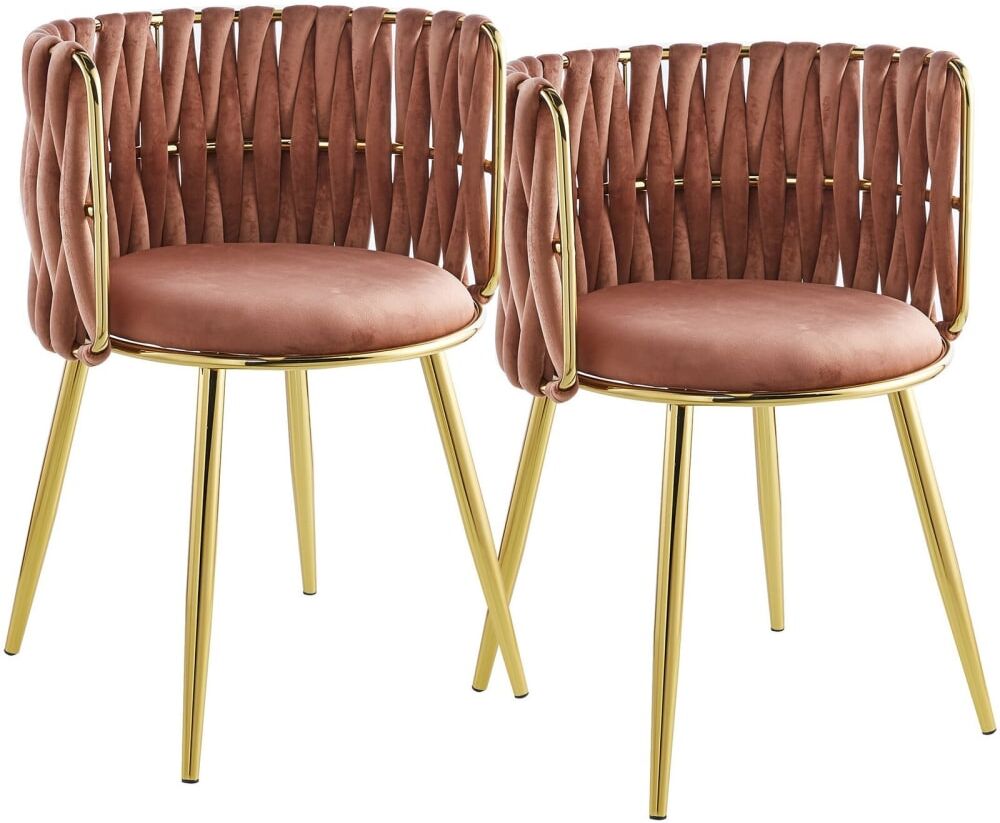 ReCollection Chaise ronde en métal, melly (lot de 2) Rose 53x80x57cm