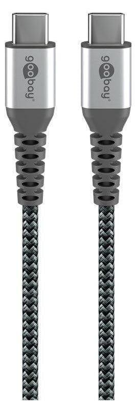 Goobay textielkabel USB-C naar USB-C met metalen connectoren, spacegrijs/zilver, 0,5 meter