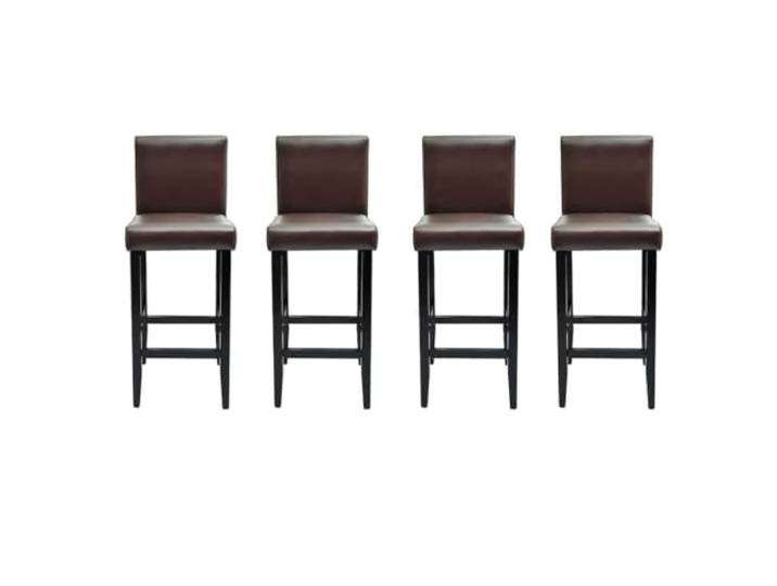 HBBMGYD Barhocker, 4 Stück, dunkelbraun, Kunstleder Füße aus Holz, feste Höhe, nicht schwenkbare Sitze, ergonomischer Sitz, Fußstütze, leicht zu reinigendes Kunstleder