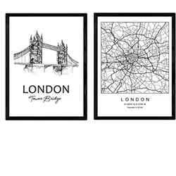 POSTER Set Mit 2 Städte Denkmäler London Tower Bridge A3 Rahmenlos
