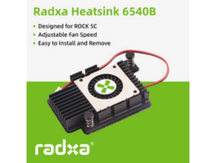 Radxa koellichaam 6540B, ontworpen voor ROCK 5C/A7A, verstelbare ventilatorsnelheid, eenvoudig te installeren en te verwijderen.