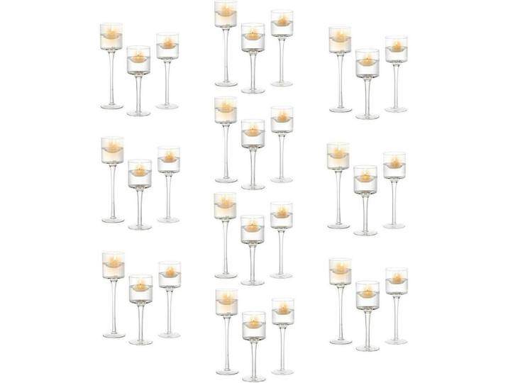 Teelichthalter 30er Set Glas 20/23/26cm Farblos, Transparent, 7x25.9x7 cm, Dekoration, Kerzen & Kerzenhalter, Teelichthalter