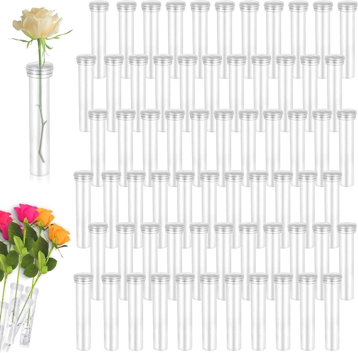 100 stuks herbruikbare transparante plastic bloembuizen met deksel