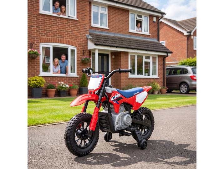 AIYAPLAY Moto Électrique Enfant HONDA 12V Rouge Bleu 3-6km/h