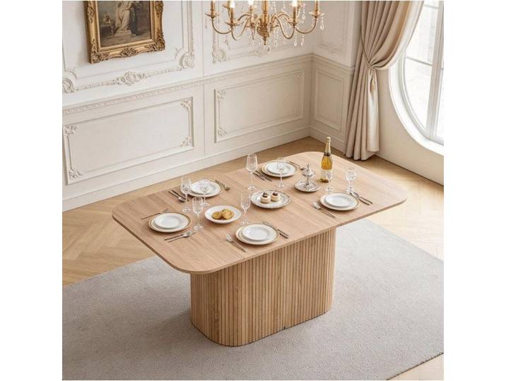 Table à manger ovale bois clair moderne - Table design contemporaine 160 x 90 cm