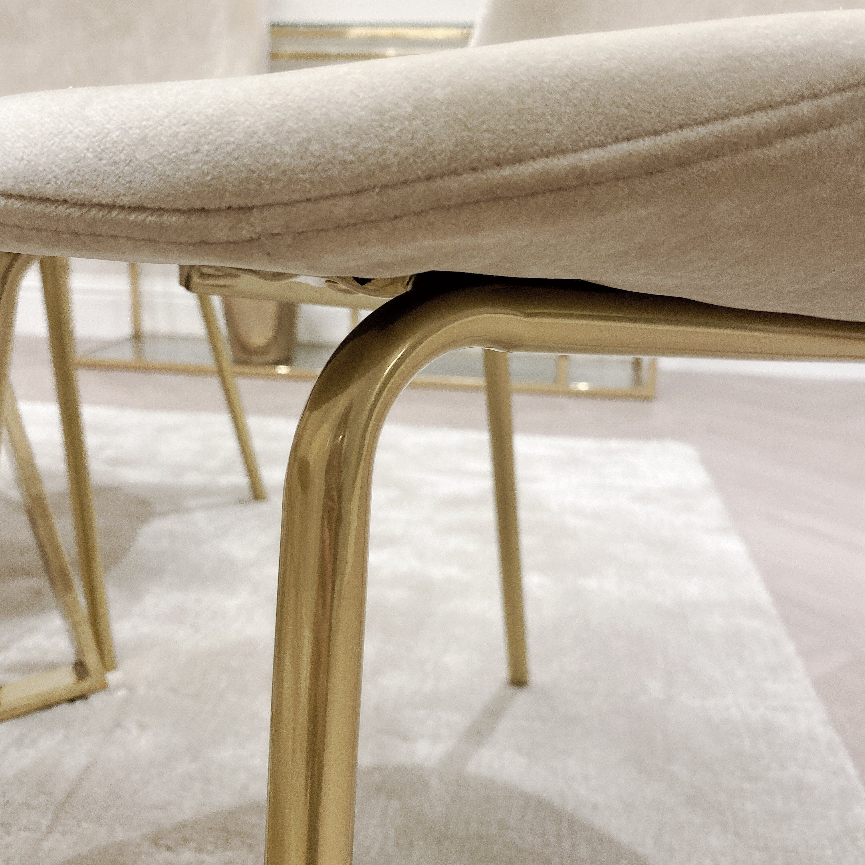 Pimlico Oatmeal Velvet and Gold Dining Chair - Set of 2