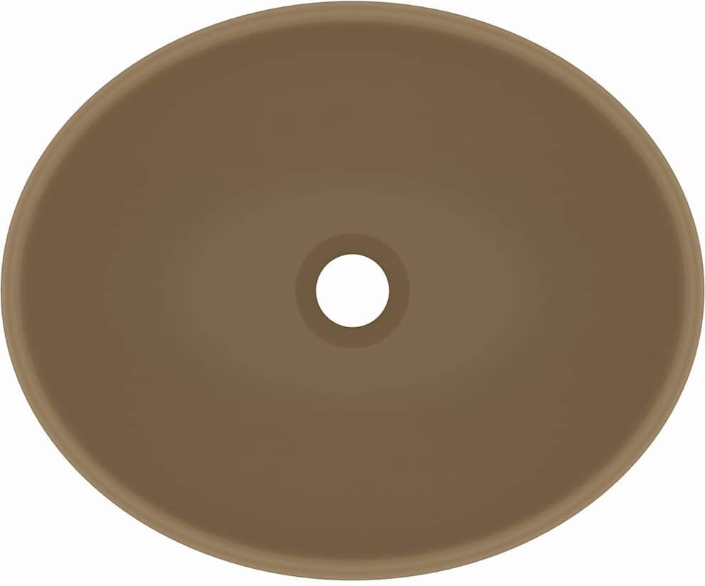 vidaXL Lavabo ovale de luxe Crème mat 40x33 cm Céramique