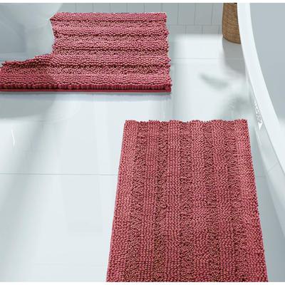 Home Mart Goods 2 Piece Rose Soft Cozy Plush Chenille Bath Mat & Contour Bath Rug