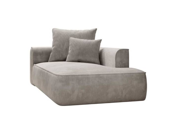 Méridienne droite en velours côtelé beige PINETA