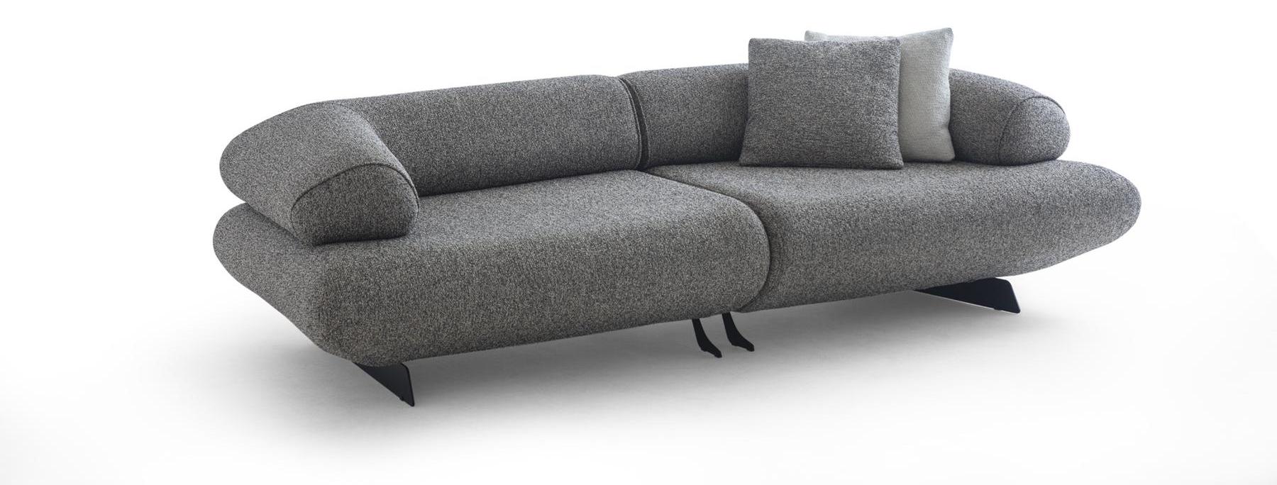 Designer Polstersofa Graues Stoffsofa Wohnzimmer Luxus Couch