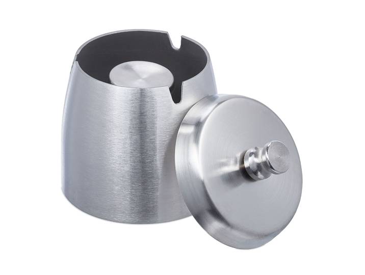 Aschenbecher mit Deckel für draussen Silber