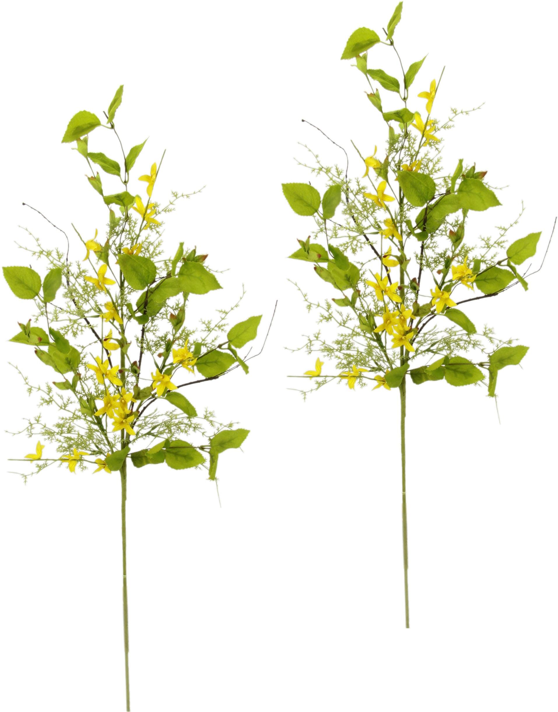 Kunstblume I.GE.A. "Forsythien-Mixed Zweig", gelb, B:30cm H:80cm, Obermaterial: 95% Polyester, 5% Kunststoff, Kunstpflanzen, 2er Set