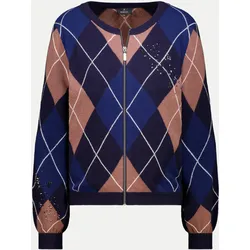 Strickjacke mit Rautenmuster Blau 46